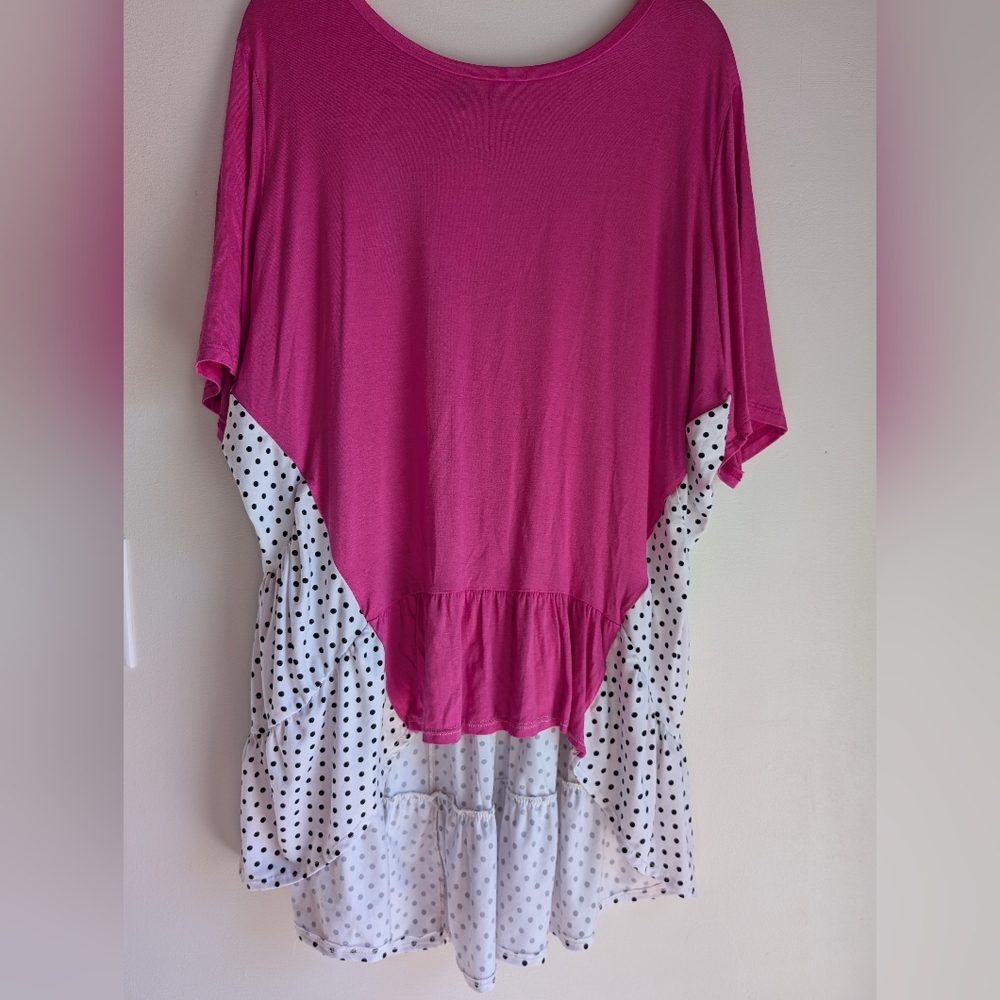 Pink Asymmetrical Tunic with 3/4 Sleeves